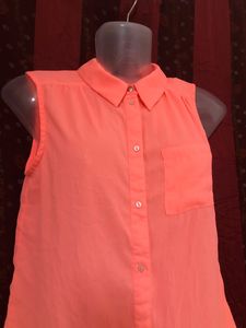 Mim Orange Sleeveless Top