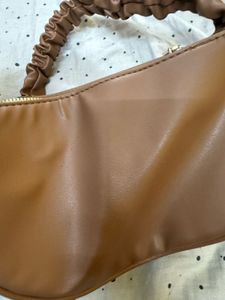 Brown Ruched Handle Bag