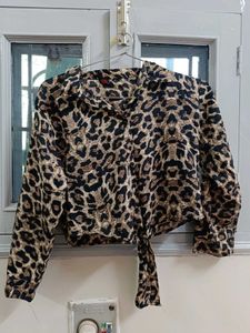 Leopard Print Tie-Front Top