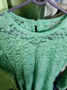 Mint Green Lace Long Sleeve Dress