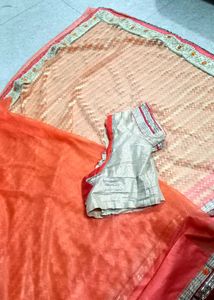 Coral Cream Saree❤️🎊