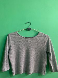 Gray Ribbed Crop Top