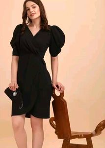 Little Black Dress with Puff Sleeves