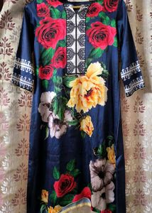 Floral Print satin Kurti Dress