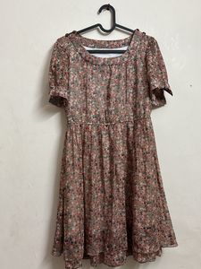 Floral fit and flare knee length dress