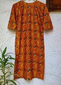 🎏 Kurta in Navy Blue &amp; Gold print Orange