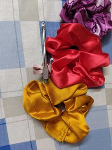 Beautiful New 3pc Scrunchies &amp; 1pc Hairpin