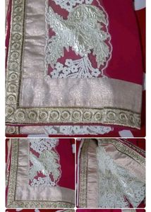 Elegant Pink & Gold Embroidered Saree