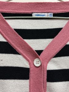 Striped Cardigan with Pink Trim