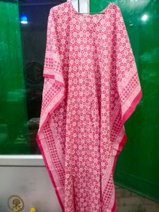 Pink Patterned Kaftan Dress