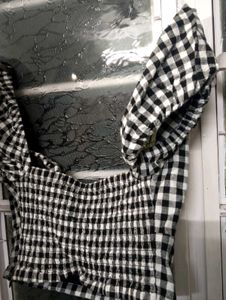 Gingham Ruffle Crop Top