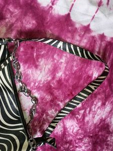 Zebra Print Chain Shoulder Bag