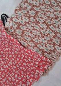 Floral Smocked Crop Tops - Set of 2