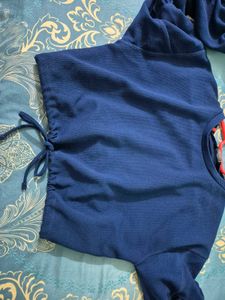 Blue Crop Sweatshirt Top