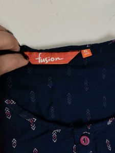 Navy Blue Printed Top