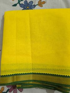 Yellow Dhoti with Green Border