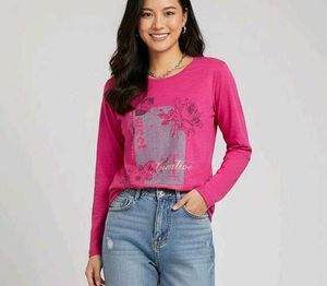 Pink Graphic Print full sleeve Tee