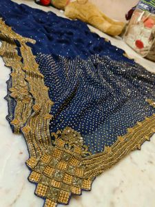 Elegant Blue Embellished Saree