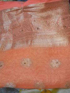 Peach Embellished Saree
