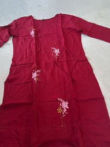 Maroon Floral Embroidered Kurti