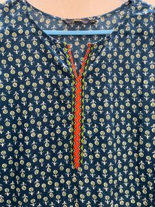Indigo Coloured Straight Kurti