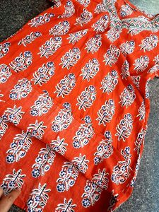 Orange Floral Print Tunic Top