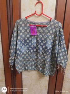 Cotton Floral Grey Top