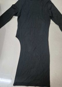 Black High-Neck Bodycon Dress:
