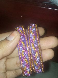 Purple Glass Bangle. Silk Thread Designed