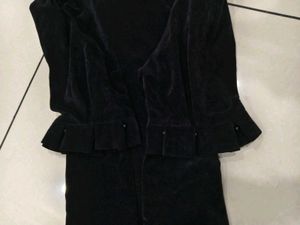 Black Corduroy Puff Sleeve Shirt