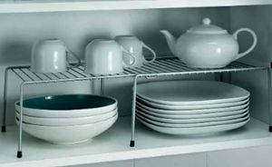 Levon Stainless Steel Kitchen Dish Rack Expandable Storage Shelves for Kitchen Cabinets Multipurpose Organizer Extend Up to 580 mm with Anti-Rust Nano Coating