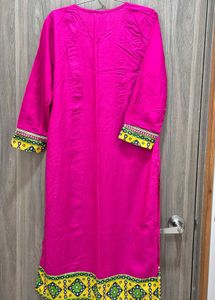 Pink Kurti with Mirror Work
