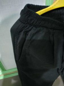Zudio Linen fabric Black Casual Pants