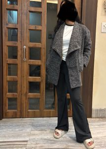 Gray Wool Blend Overcoat