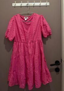 Zara Pink Eyelet Tiered Mini Dress