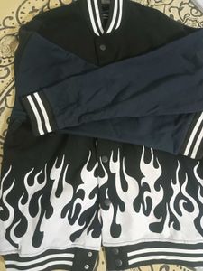 Flame Graphic Varsity Jacket L Size