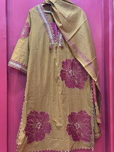 Floral Print Mustard Salwar Suit