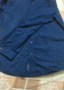 Navy Blue Casual Button-Down Shirt