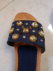 Stylish Blue Embellished  Flates