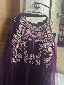 Elegant Purple Ethnic Gown Wid Can-can