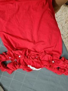 A Red Bodycon Off shoulder Dress
