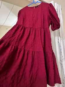 Beautiful Maroon Textured Dress