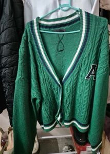 Green Varsity Cardigan