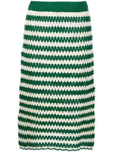 Crochet Knit Green Striped Skirt