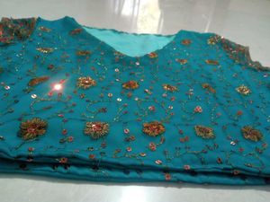 Teal Embellished Blouse/crop top