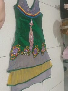 Hand Stiched Green Festive Kurta Set