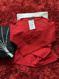 Zara Red Long Sleeve Top