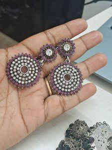 Beated Gold Colour Chain &amp; Party Wear Earrings