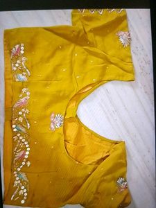 Mustard Yellow Embroidered Saree