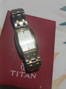 Titan Rectangular Two-Tone Wristwatch